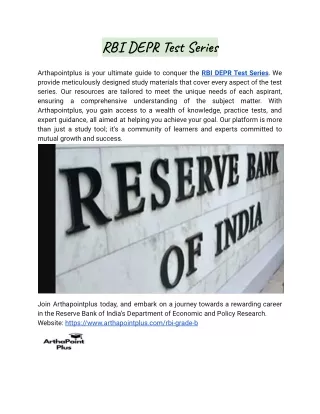 RBI DEPR Test Series