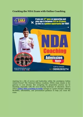 Cracking the NDA Exam with Online Coaching