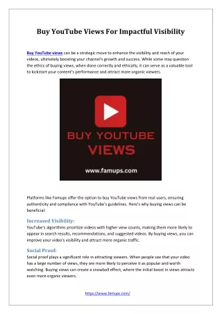 Buy YouTube Views For Impactful Visibility