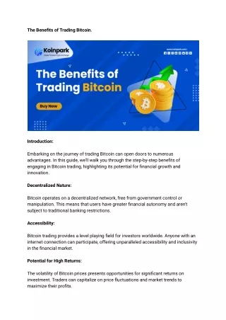 The Benefits of Trading Bitcoin