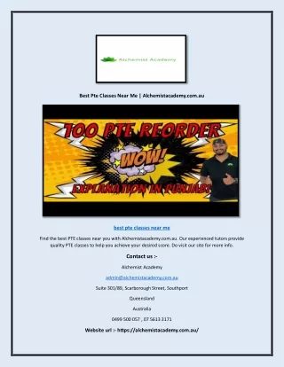Best Pte Classes Near Me | Alchemistacademy.com.au