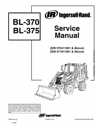 Bobcat BL370 BL375 Loader Backhoe Service Repair Manual SN 570411001 AND Above