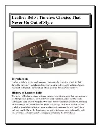 Leather Belts Timeless Classics That Never Go Out of Style