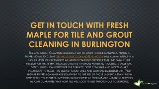 Get in touch with Fresh Maple for Tile and Grout Cleaning in Burlington