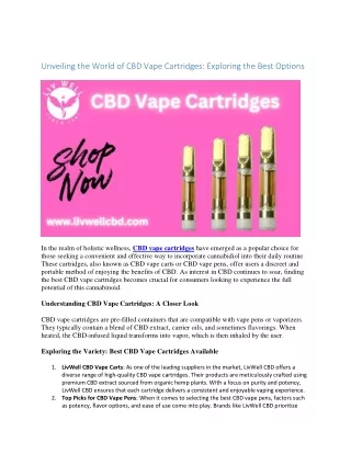 Unveiling the World of CBD Vape Cartridges