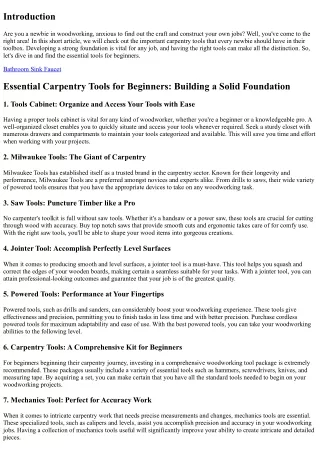 Essential Carpentry Tools for Beginners: Building a Strong Structure
