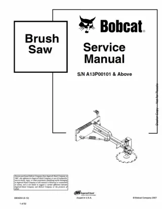 Bobcat Brush Saw Service Repair Manual SN A13P00101 And Above