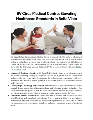 BV Circa Medical Centre Elevating Healthcare Standards in Bela Vista