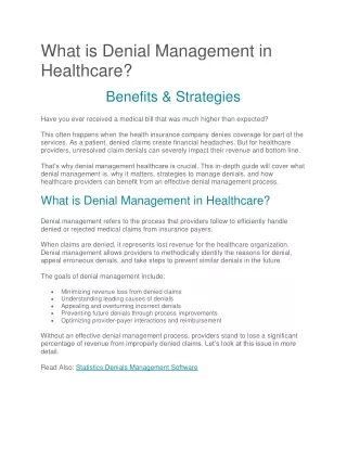 What is Denial Management in Healthcare?