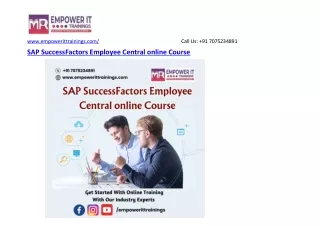 SAP SuccessFactors Employee Central online Course