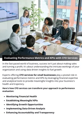 Evaluating Performance Metrics and KPIs with CFO Services