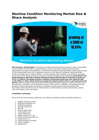 Machine Condition Monitoring Market Size