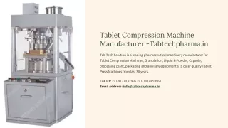 Tablet Compression Machine Manufacturer