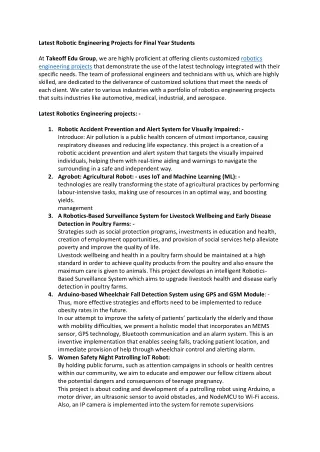 Latest Robotics Engineering Projects for Final Year Students