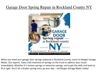 Garage Door Spring Repair in Rockland County NY