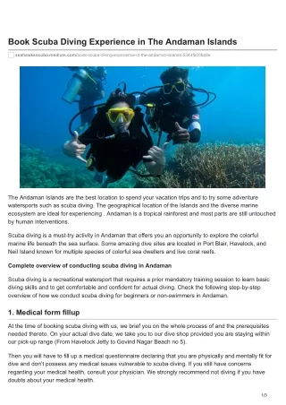 Try the best scuba diving experience in the Andaman Islands