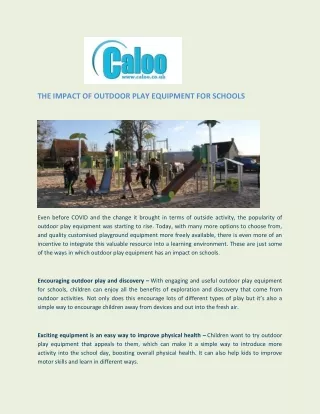 The impact of outdoor play equipment for schools - Caloo Ltd