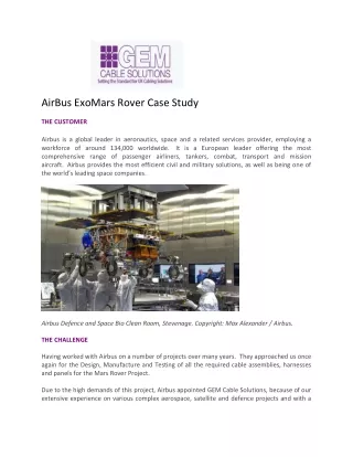 AirBus ExoMars Rover Case Study - Gem Cable Solutions