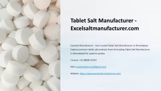 Tablet Salt Manufacturer in Ahmedabad