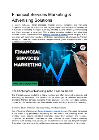 Financial Services Marketing & Advertising Solutions