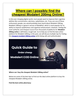 Where can I possibly find the cheapest Modalert 200mg Online?