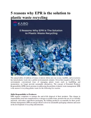 5 reasons why EPR is the solution to plastic waste recycling