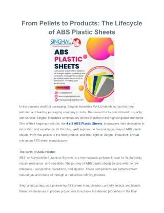 From Pellets to Products_ The Lifecycle of ABS Plastic Sheets