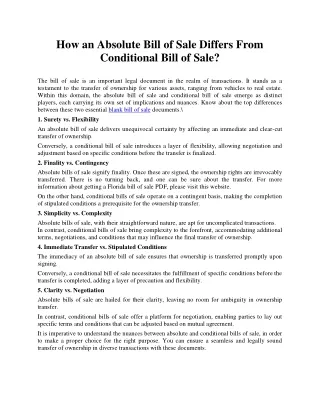 How an Absolute Bill of Sale Differs From Conditional Bill of Sale