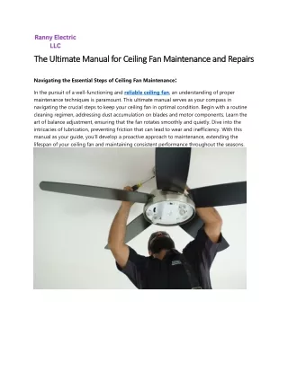 The Ultimate Manual for Ceiling Fan Maintenance and Repairs