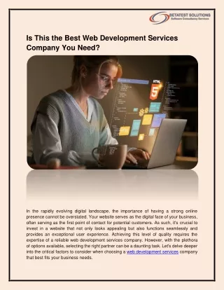 Is This the Best Web Development Services Company You Need?