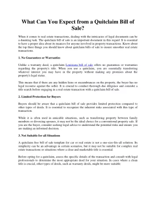 What Can You Expect from a Quitclaim Bill of Sale