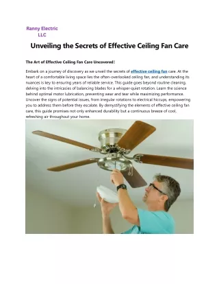 Unveiling the Secrets of Effective Ceiling Fan Care