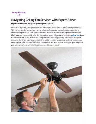 Navigating Ceiling Fan Services with Expert Advice