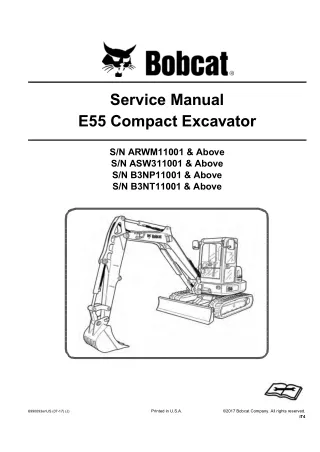 Bobcat E55 Compact Excavator Service Repair Manual (SN B3NP11001 and Above)