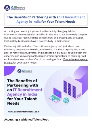 The Benefits of Partnering with an IT Recruitment Agency in India for Your Talent Needs