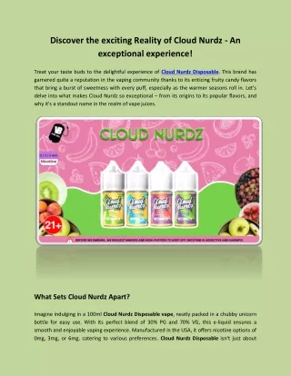 Discover the exciting Reality of Cloud Nurdz - An exceptional experience!