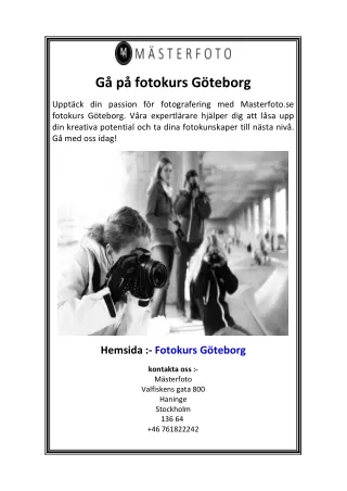 Gå på fotokurs Göteborg