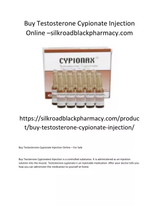 Buy Testosterone Cypionate Injection Online — silkroadblackpharmacy.com