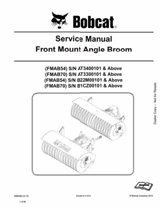 Bobcat FMAB54 Front Mount Angle Broom Service Repair Manual SN B22M00101 And Above