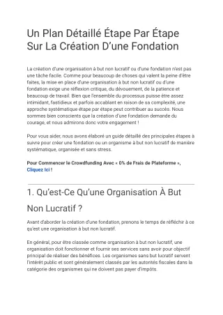 Mise En Place Fondation  Plan étape Par étape Pour Démarrer La Fondation @Whydonate