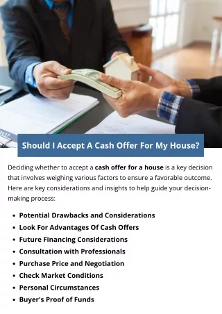 Should I Accept A Cash Offer For My House?