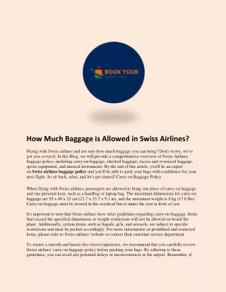 How Much Baggage is Allowed in Swiss Airlines?