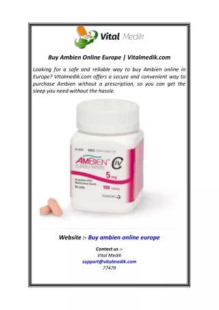 Buy Ambien Online Europe  Vitalmedik.com