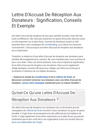 Lettre D’Accusé De Réception Aux Donateurs  Signification, Conseils Et Exemple