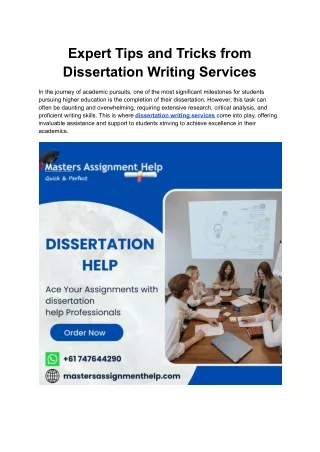 Expert Tips and Tricks from Dissertation Writing Services