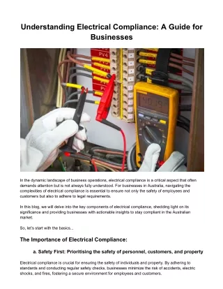 Understanding Electrical Compliance: A Guide for Businesses