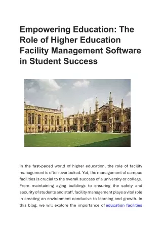 Empowering Education: The Role of Higher Education Facility Management Software