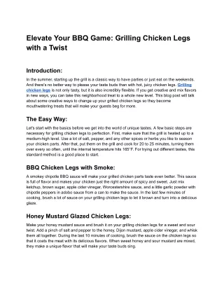 Elevate Your BBQ Game_ Grilling Chicken Legs with a Twist - Google Docs