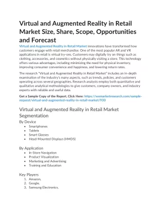 Virtual and Augmented Reality in Retail Market