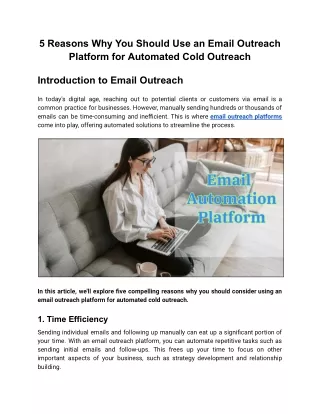 5 Reasons Why You Should Use an Email Outreach Platform for Automated Cold Outreach